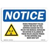 Signmission OSHA Notice Sign, 7" Height, Aluminum, Radio Frequency Fields Within Sign With Symbol, Landscape OS-NS-A-710-L-17963